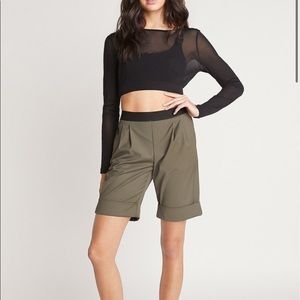 High Waist Green Khaki Trouser Shorts Size Large